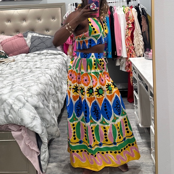 Zara Printed Matching Maxi Skirt & Crop Top - Picture 10 of 13